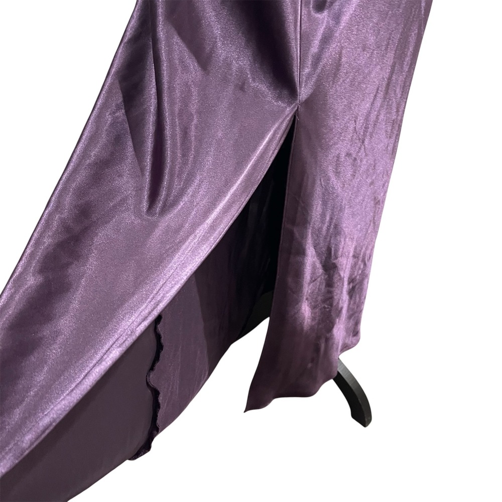 Vintage Frederick's of Hollywood Nightgown Womens M Purple Satin Maxi Open Back - Picture 4 of 6
